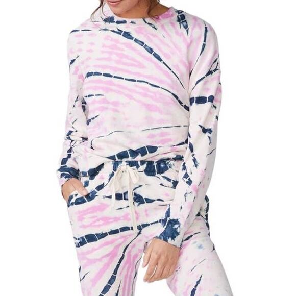 MONROW Bamboo Burst Tie Dye Boxy Sweatshirt - Picture 1 of 13